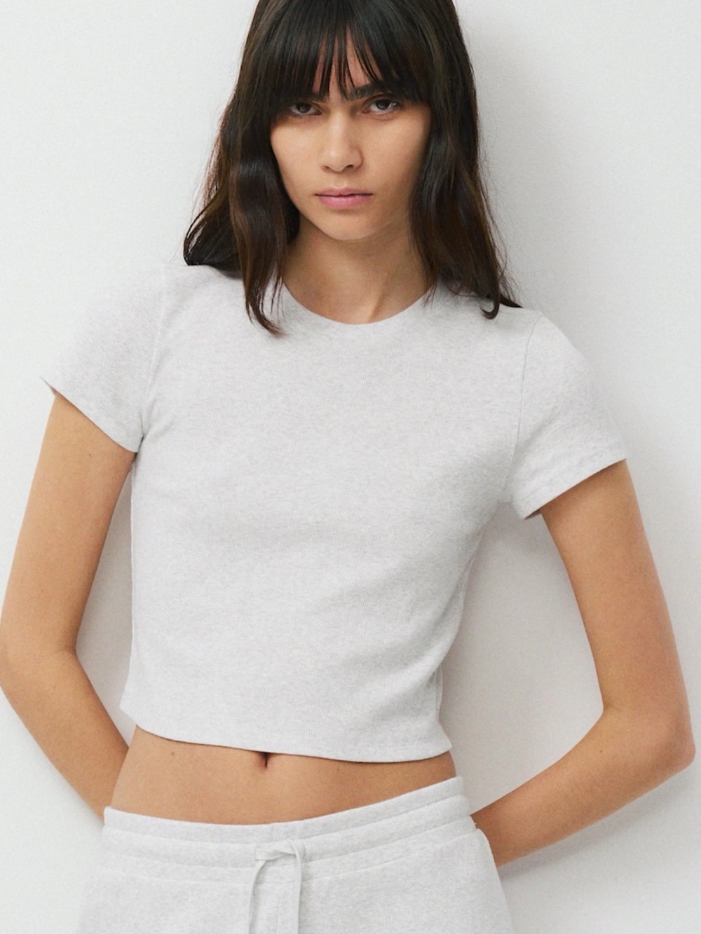 Aritzia Sunday Best Crewneck Tee (x3) in White, Heathered Grey, and Black